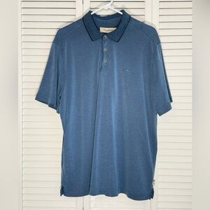 Tommy Bahama Polo Shirt Men’s Size L Blue Check Short Sleeve Knit Embroidered